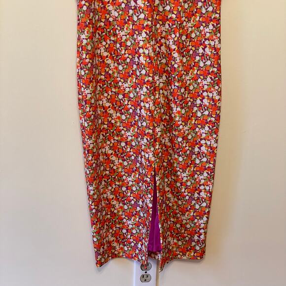Alexia Admor NWT L floral dress summer orange maxi AOP Corpcore workwear green - Picture 3 of 8